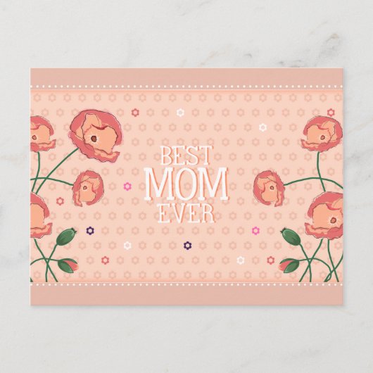 Pink Floral Beste Mama je Postkarte (Vorderseite)