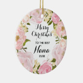 Pink Floral Bestes Grandma je Personalisiert Keramik Ornament (Rechts)