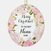 Pink Floral Bestes Grandma je Personalisiert Keramik Ornament (Links)