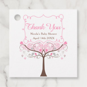 Pink Floral Bird Baby Dusche Danke Geschenkanhänger