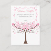Pink Floral Bird Baby Shower Diaper Raffle Begleitkarte (Vorderseite)