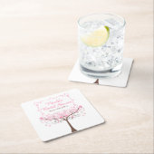 Pink Floral Bird Bridal Shower Rechteckiger Pappuntersetzer (Vor Ort)