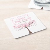 Pink Floral Bird Bridal Shower Rechteckiger Pappuntersetzer (angewinkelt)
