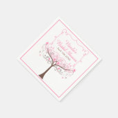 Pink Floral Bird Bridal Shower Serviette (Ecke)