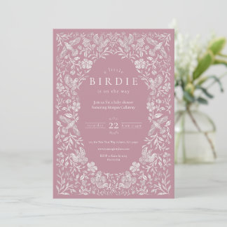 Pink Floral Birdie Baby Dusche Einladung