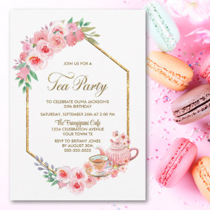 Pink Floral Birthday Tee Party Einladung