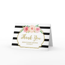 Pink Floral Black Stripes Kinderdusche Danke