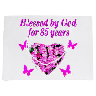 PINK FLORAL BLESSED VON GOTT FÜR 85 JAHRE GROßE GESCHENKTÜTE