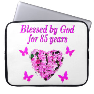PINK FLORAL BLESSED VON GOTT FÜR 85 JAHRE LAPTOPSCHUTZHÜLLE