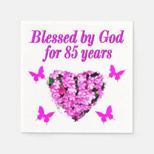 PINK FLORAL BLESSED VON GOTT FÜR 85 JAHRE SERVIETTE