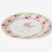 Pink Floral Blocks Alphabet Pappteller (Schrägansicht)