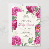 Pink floral bloom baby shower einladung (Vorderseite)