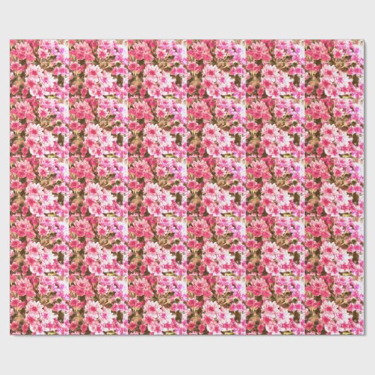 Pink Floral Bloom Pattern – Soft Botanical Design Geschenkpapier (Flach)