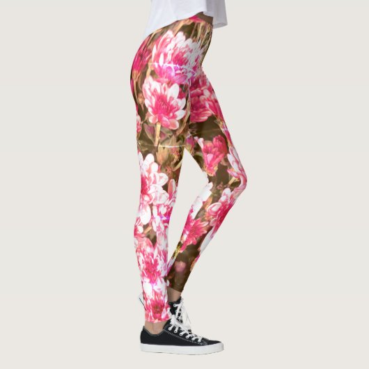 Pink Floral Bloom Pattern – Soft Botanical Design Leggings (Rechts)
