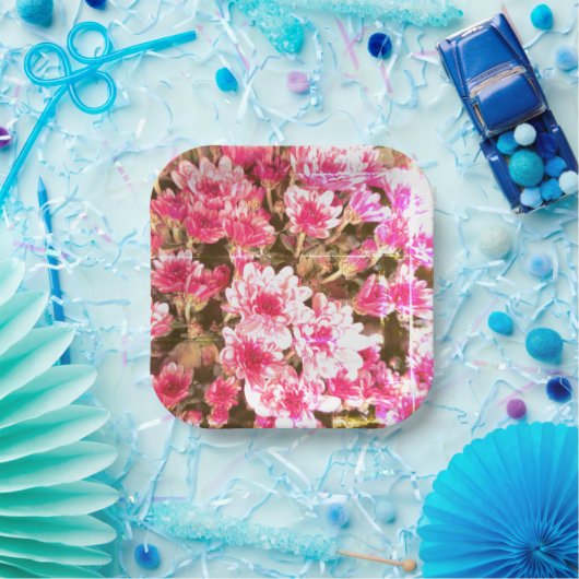 Pink Floral Bloom Pattern – Soft Botanical Design Pappteller (Party)
