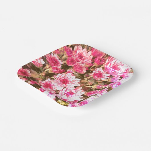 Pink Floral Bloom Pattern – Soft Botanical Design Pappteller (Gewinkelt)