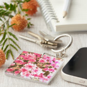 Pink Floral Bloom Pattern – Soft Botanical Design Schlüsselanhänger (Vorderseite rechts)