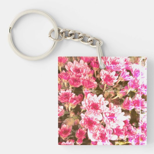 Pink Floral Bloom Pattern – Soft Botanical Design Schlüsselanhänger (Vorderseite)