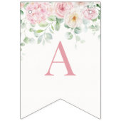 Pink Floral Blooms Hydrangea Geburtstag Wimpelkette (Dritte Fahne)