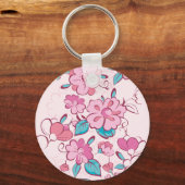 Pink Floral Blossom Script Name Paper Coaster Schlüsselanhänger (Rückseite)