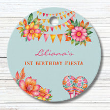 Pink Floral Blue Fiesta 1. Geburtstag Vielen Dank
