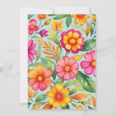 Pink Floral Blue Mexican Fiesta Brautparty Einladung (Rückseite)