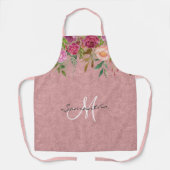 Pink Floral Blume Prettry Monogram Schürze (Vorderseite)