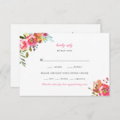 Pink Floral Boho Antlers Wedding RSVP (Vorne/Hinten)
