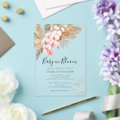 Pink Floral Boho Baby in Bloom Pampas Grass Dusche Acryleinladungen (In Situ (Hochzeit))