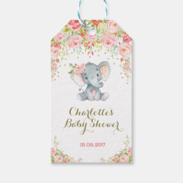 Pink Floral Boho Elephant Baby Dusche Gefallen Tag Geschenkanhänger
