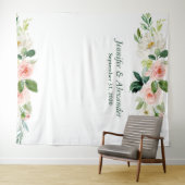 Pink Floral Boho Hochzeitsstand Foto Hintergrund Wandteppich (Beispiel (Horizontal))