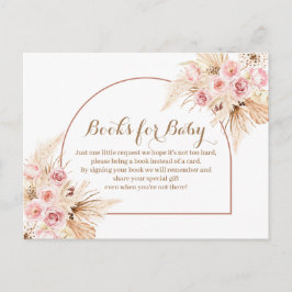 Pink Floral Boho Pampas Grass Bücher für Kinder Einladungspostkarte