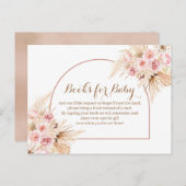 Pink Floral Boho Pampas Grass Bücher für Kinder Einladungspostkarte (Vorne/Hinten)