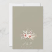 PInk Floral Boho Rustic Wedding Einladung (Rückseite)