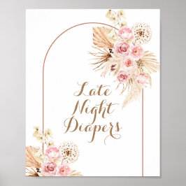 Pink Floral Boho Spate Night Diapers signieren Pos Poster