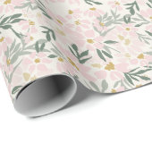 Pink Floral Boho Wrapping Paper Geschenkpapier (Rolleneckpunkt)
