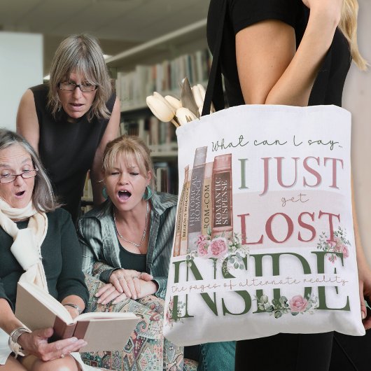 Pink Floral Book Lovers Buchlesung Tote Bag Tasche