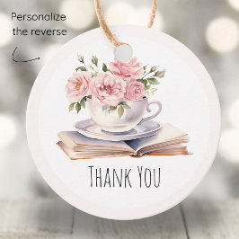 Pink Floral Book Thema Geburtstag Geschenkanhänger