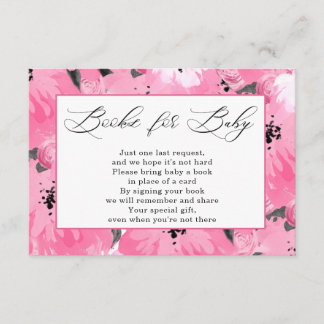 Pink Floral Books for Baby Shower Begleitkarte