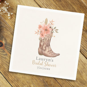 Pink Floral Boots Cowgirl Brautparty Napkin Serviette