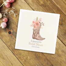 Pink Floral Boots Cowgirl Brautparty Napkin