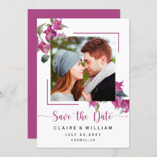 Pink floral Bougainvillea Hochzeit Speichern Sie d Save The Date