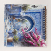 Pink Floral Bougainvillea Marokko Blaue Fliesen Puzzle (Horizontal)