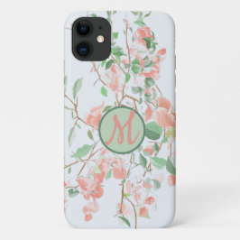 Pink Floral Bougainvillea Monogram Wassercolor Case-Mate iPhone Hülle