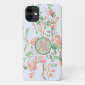 Pink Floral Bougainvillea Monogram Wassercolor Case-Mate iPhone Hülle