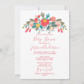 Pink Floral Bouquet Babydusche Einladung (Vorderseite)