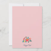 Pink Floral Bouquet Babydusche Einladung (Rückseite)