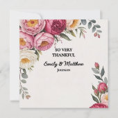 Pink Floral Bouquet Danke Karte (Vorderseite)