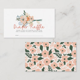 Pink Floral Bouquet Diaper Raffle Ticket Begleitkarte