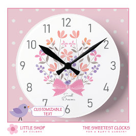 Pink Floral Bouquet Kinderzimmer für Mädchen Runde Wanduhr